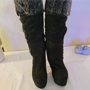 Venus suede & fur high heel boots.